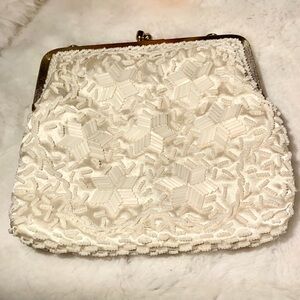 Chic Ivory Beaded Clutch